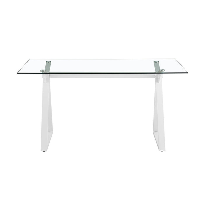 Tavolo 150x90x75 cm Top in Vetro Temperato Smart Bianco