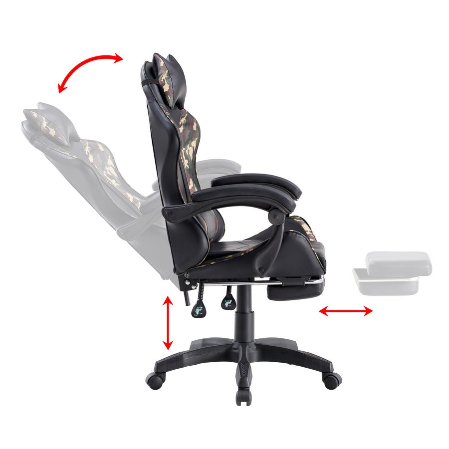 Sedia da Gaming Ergonomica in Similpelle Camouflage/Nera