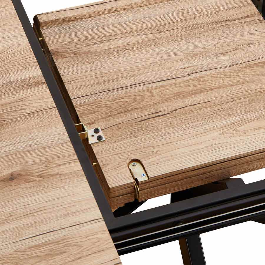 Tavolo estensibile in legno con top effetto rovere e gambe nere modello Exten