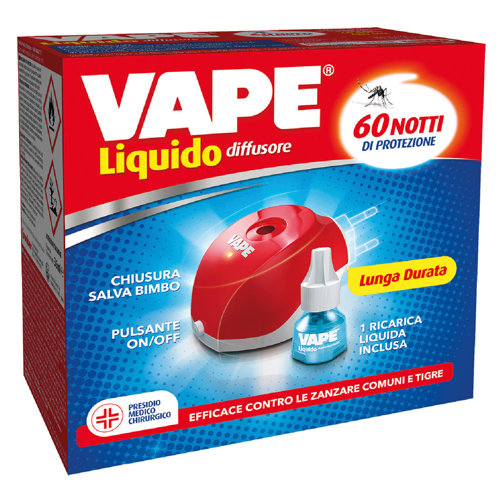 ANTIZANZARE ELETTRICO AD EMANAZIONE 'LIQUIDA' con 1 ricarica liquida 60 notti VAPE