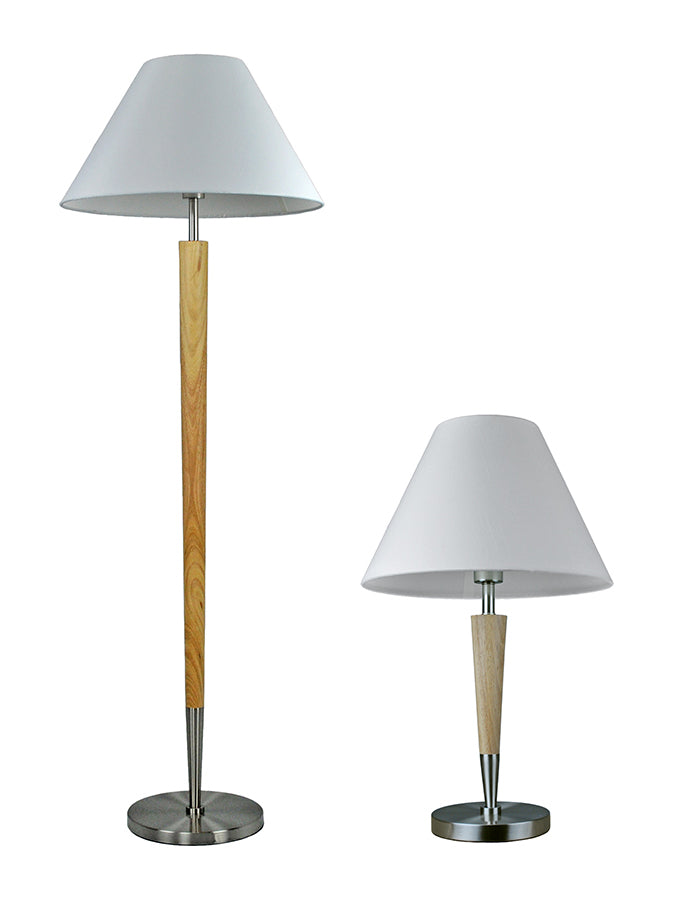 Lampada da tavolo margot con asta liscia in legno naturale TL03L