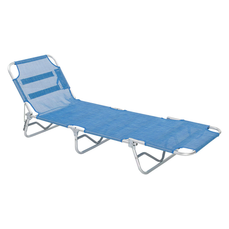 LETTINO SPIAGGIA SENZA PARASOLE 'SABAUDIA' cm 188 x 58 x h 27 - telo blu LIF