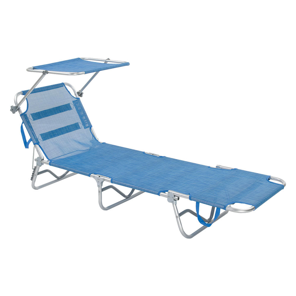 LETTINO SPIAGGIA CON PARASOLE 'SPERLONGA' cm 188 x 58 x h 27 - telo blu LIF