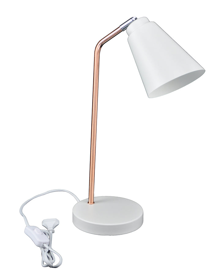 Lampada da tavolo in metallo bianco, abat jour mod. Brooke TL08BRME