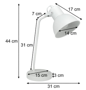 Lampada da tavolo in metallo bianco, Abat jour mod. Manhattan TL08MAME