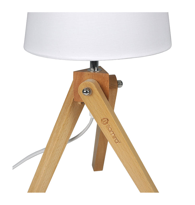 Lampada da tavolo con treppiede in legno, Abat jour mod. Aisha TL25AIPL