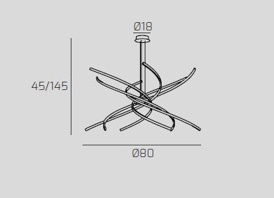 TORNADO SOSPENSIONE D.80 CM. NERO LUCE NATURALE 4000K 1163-S80 N-NE