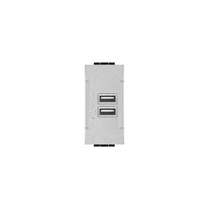 TOT Elettric T1 821 Presa USB Doppia Output 5V 2A Due Uscite Compatibile Living Silver Tech