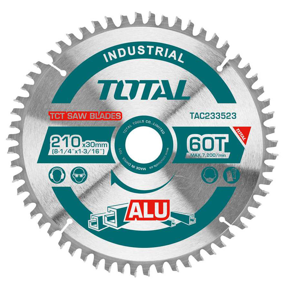 DISCO LAMA SEGA CIRCOLARE TRONCATRICE TAGLIO ALLUMINIO 60T 210mm TOTAL TOTTAC233523