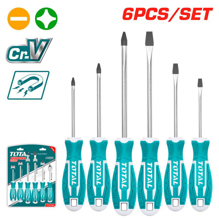 SET CACCIAVITI 6pz TAGLIO E CROCE GIRAVITI PROFESSIONALI TOTAL TOTTHT250606