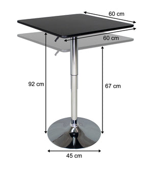 Tavolo regolabile in altezza quadrato 60x60 nero, tavolo alto da bar Romeo TQ10-6.6ROAR