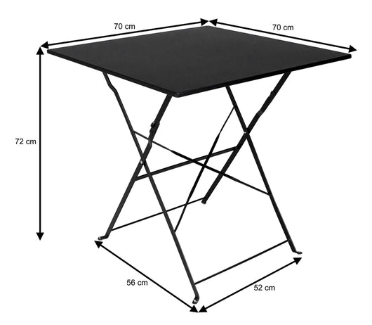 Tavolo pieghevole in metallo, tavolo richiudibile 70x70 mod. Sorrento Colore: Nero TQ10-7.7SOPI