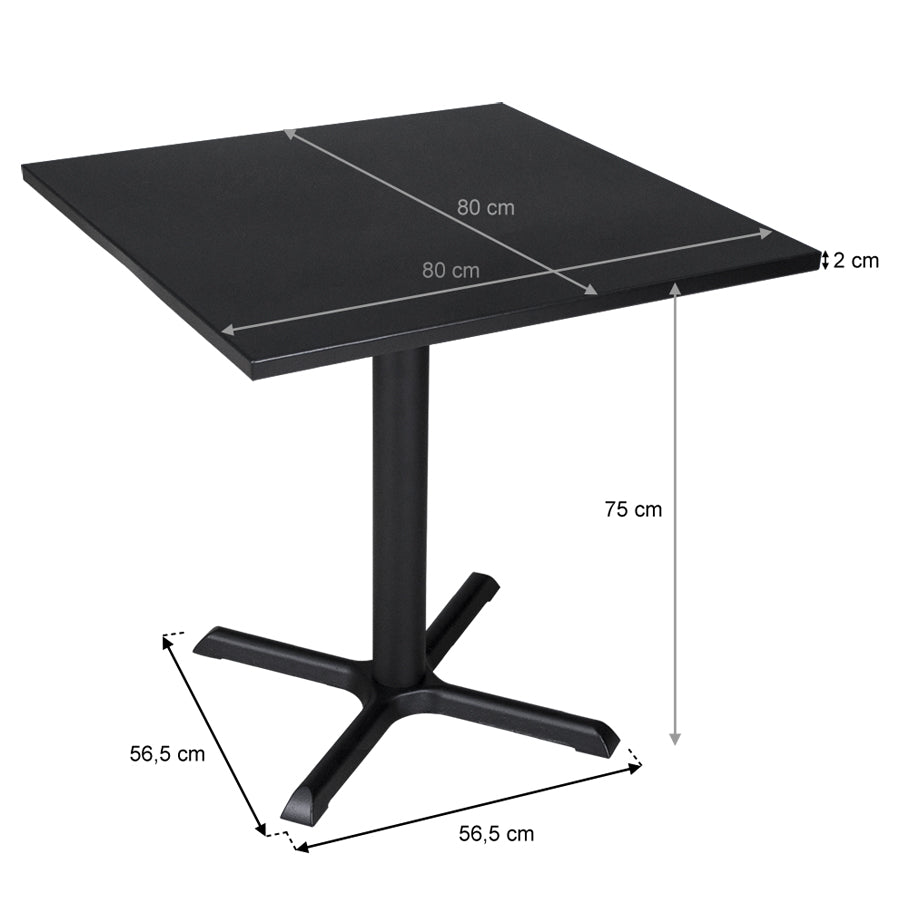 Tavolo bar quadrato 80x80, tavolo da esterno mod. Kevin - Colore: Nero - TQ10-8.8KE