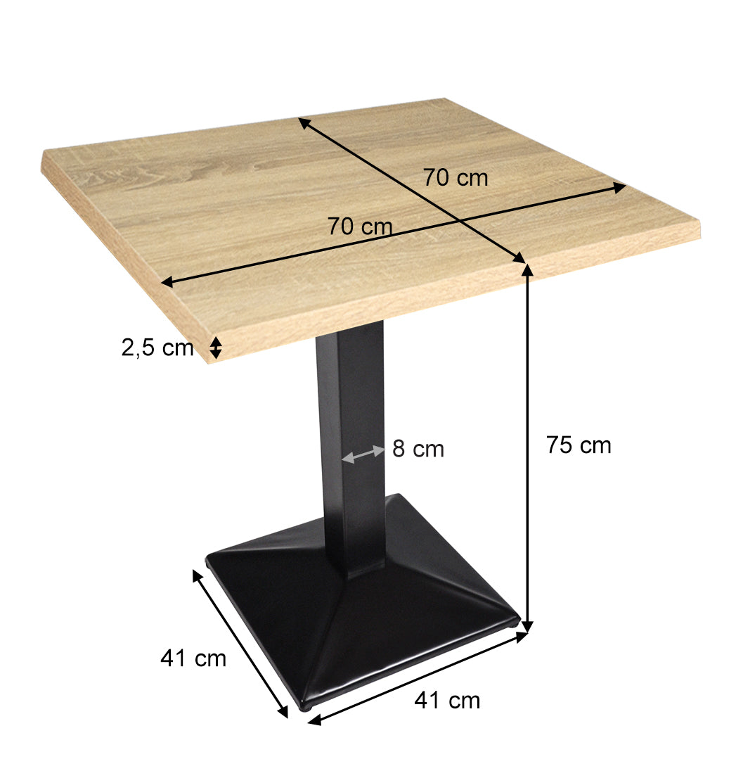 Tavolo da pranzo quadrato 70x70 con top in legno naturale mod. Clint TQ10CLTN