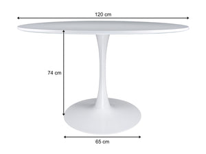 Tavolo rotondo Ø120 cm, tavolo da pranzo tondo mod. Omar - Colore: Bianco - TR08-12OMPM