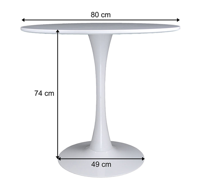 Tavolo rotondo Ø80 cm, tavolo da pranzo tondo mod. Omar - Colore: Bianco - TR08-8OMPM