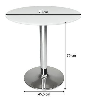 Tavolo rotondo 70 cm bianco, tavolino da bar mod. Romeo TR08-D7ROPA