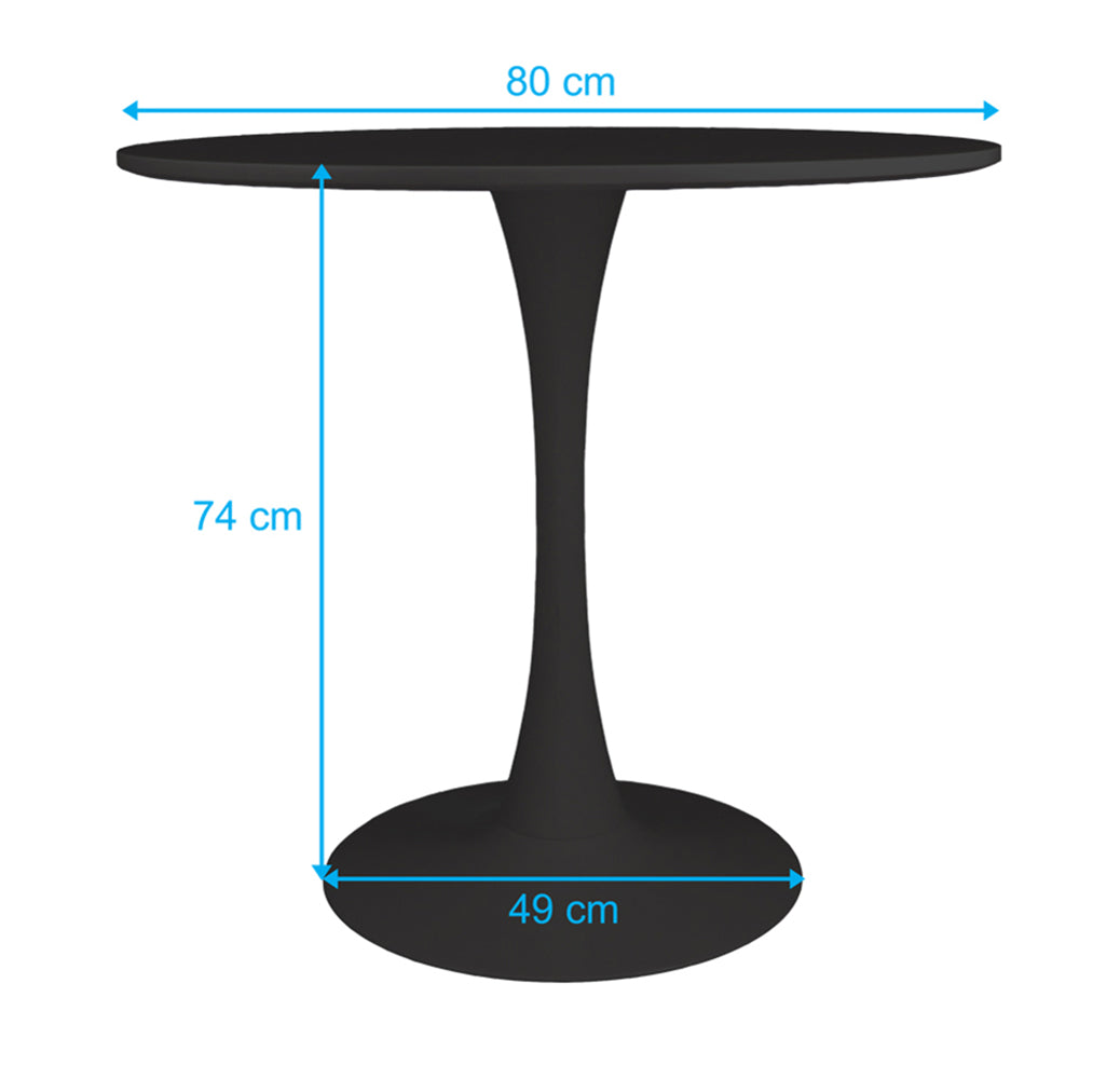 Tavolo rotondo Ø80 cm, tavolo da pranzo tondo mod. Omar - Colore: Nero - TR10-8OMPM