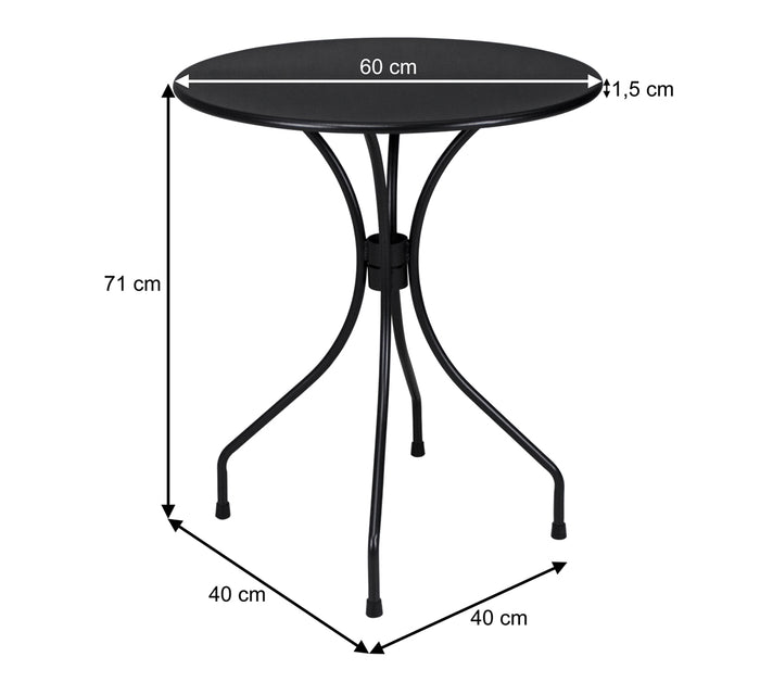 Tavolo bar rotondo 60 cm nero, tavolo da esterno mod. Rick TR10-D6RI