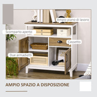 Credenza 2 Ante 1 Cassetto 76,6x 35x 81,5 cm in Legno Truciolare Bianco e Marrone