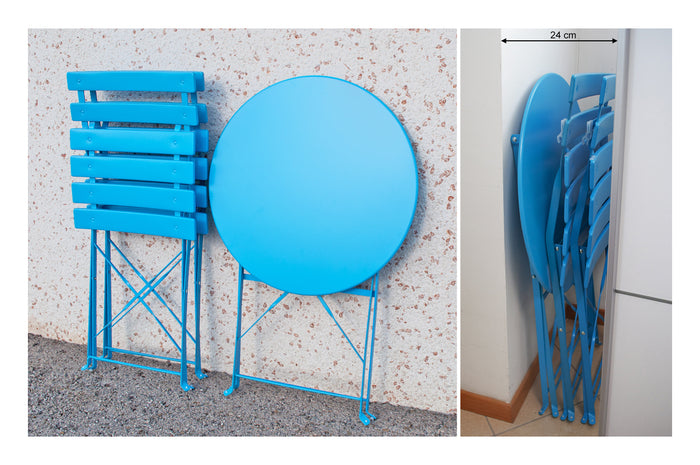 Set tavolo e sedie da giardino pieghevoli, set tavolo e sedie da esterno mod. Positano Colore: Turchese TRSP07PO