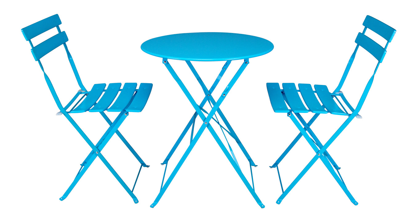 Set tavolo e sedie da giardino pieghevoli, set tavolo e sedie da esterno mod. Positano Colore: Turchese TRSP07PO