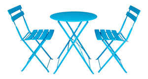 Set tavolo e sedie da giardino pieghevoli, set tavolo e sedie da esterno mod. Positano Colore: Turchese TRSP07PO