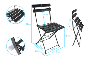 Set tavolo e sedie da giardino pieghevoli, set tavolo e sedie da esterno mod. Positano Colore: Nero TRSP10PO