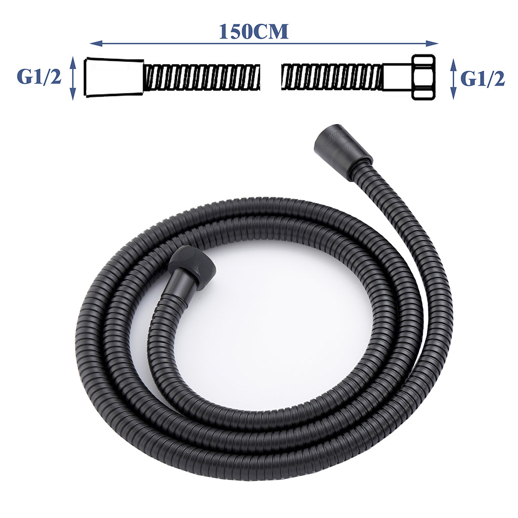 AICA Colonna doccia idromassaggio con doccetta a 3 getti, miscelatore doccia termostatico con rubinetto rotondo, nero