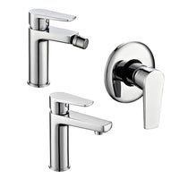 Miscelatore rubinetto bidet cromato + miscelatore rubinetto lavabo cromato + miscelatore doccia ad incasso da parete