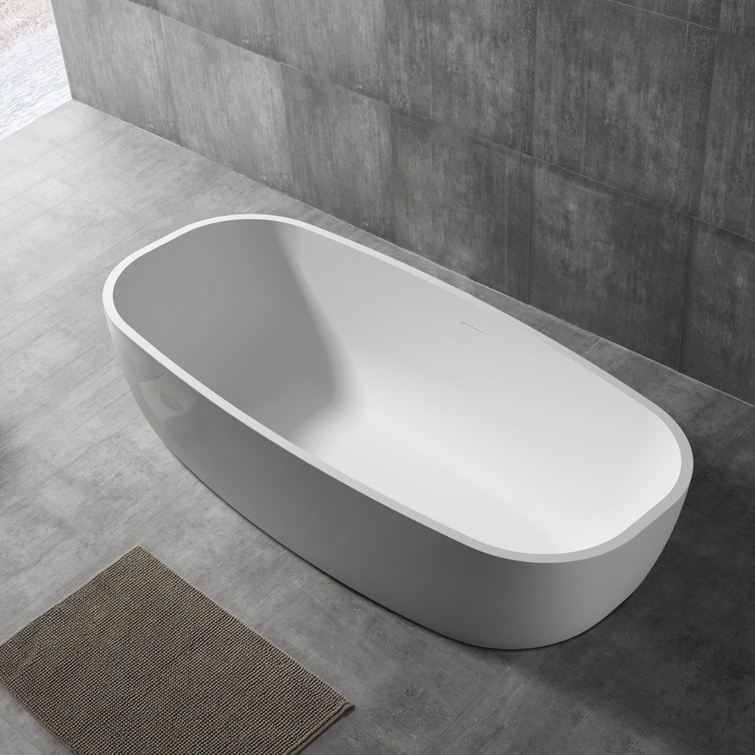 Vasca da bagno free standing greta artificial stone bianco opaco matt *** confezione 1