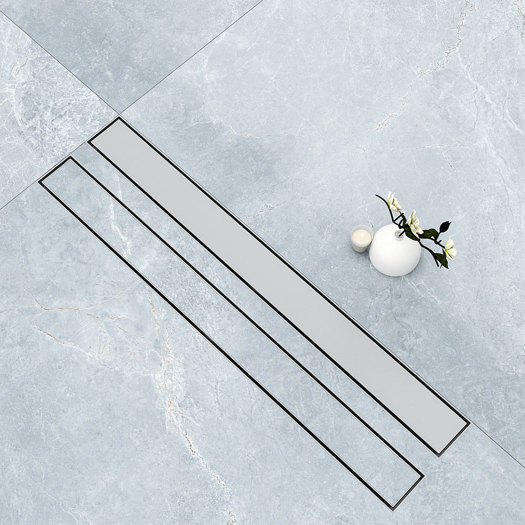 Canalina doccia a pavimento 60cm con panello piastrellabile in acciaio inox AICA ITALY scarico doccia 2-in-1 spazzolato