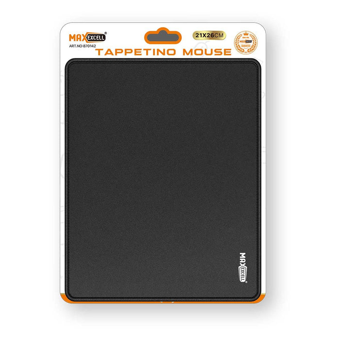 Tappetino Mouse Mousepad da Scrivania Colore Nero Misura 21 x 26 cm Fondo in Gomma Antiscivolo