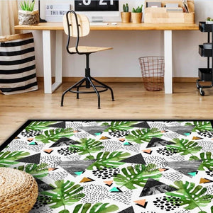 Tappeto in Vinile Lavabile, Antigraffio, Adatto ad ogni Ambiente Black Tropical - 150x230