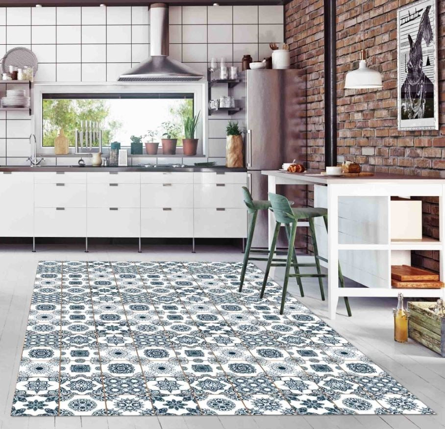 Tappeto in Vinile Lavabile, Antigraffio, Adatto ad ogni Ambiente Summer Tiles - 150x230