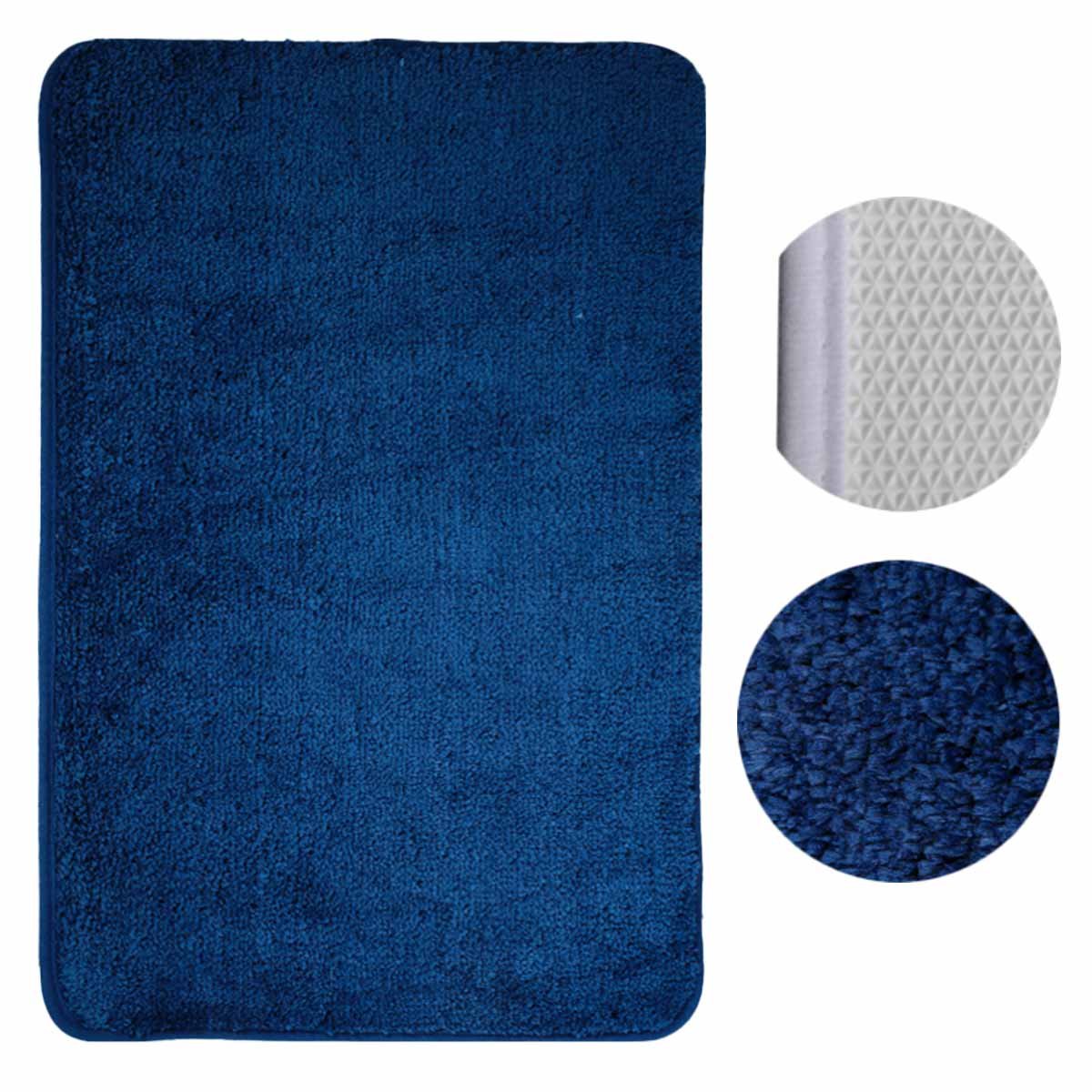 Tappeto in Microfibra Multiuso Antiscivolo Soffice Assorbente Lavabile 40x60cm Blu Scuro