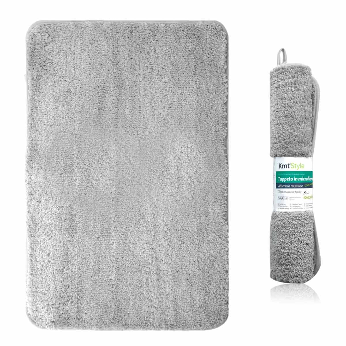 Tappeto in Microfibra Multiuso Antiscivolo Soffice Assorbente Lavabile 40x60cm Grigio Chiaro