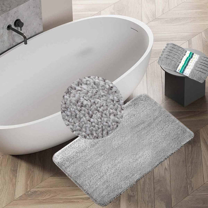 Tappeto in Microfibra Multiuso Antiscivolo Soffice Assorbente Lavabile 40x60cm Grigio Chiaro