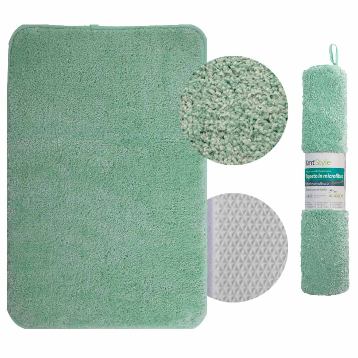 Tappeto in Microfibra Multiuso Antiscivolo Soffice Assorbente Lavabile 40x60cm Verde Acqua