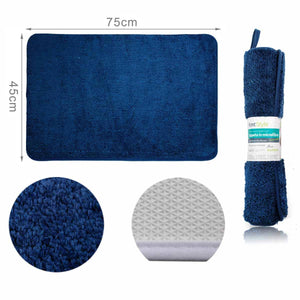 Tappeto in Microfibra Multiuso Antiscivolo Soffice Assorbente Lavabile 45x75cm Blu Scuro