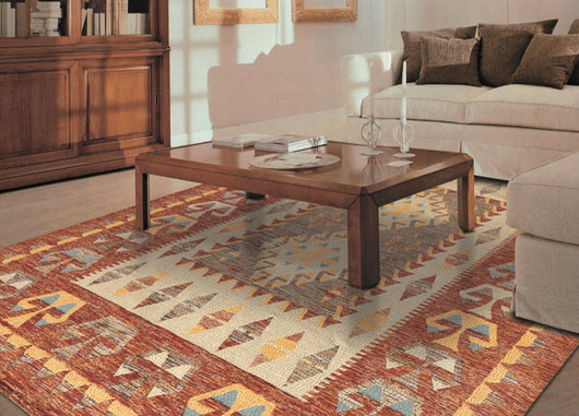 Tappeto Da Camera E Salotto Disegno Kilim - 175x240 cm - Arancio