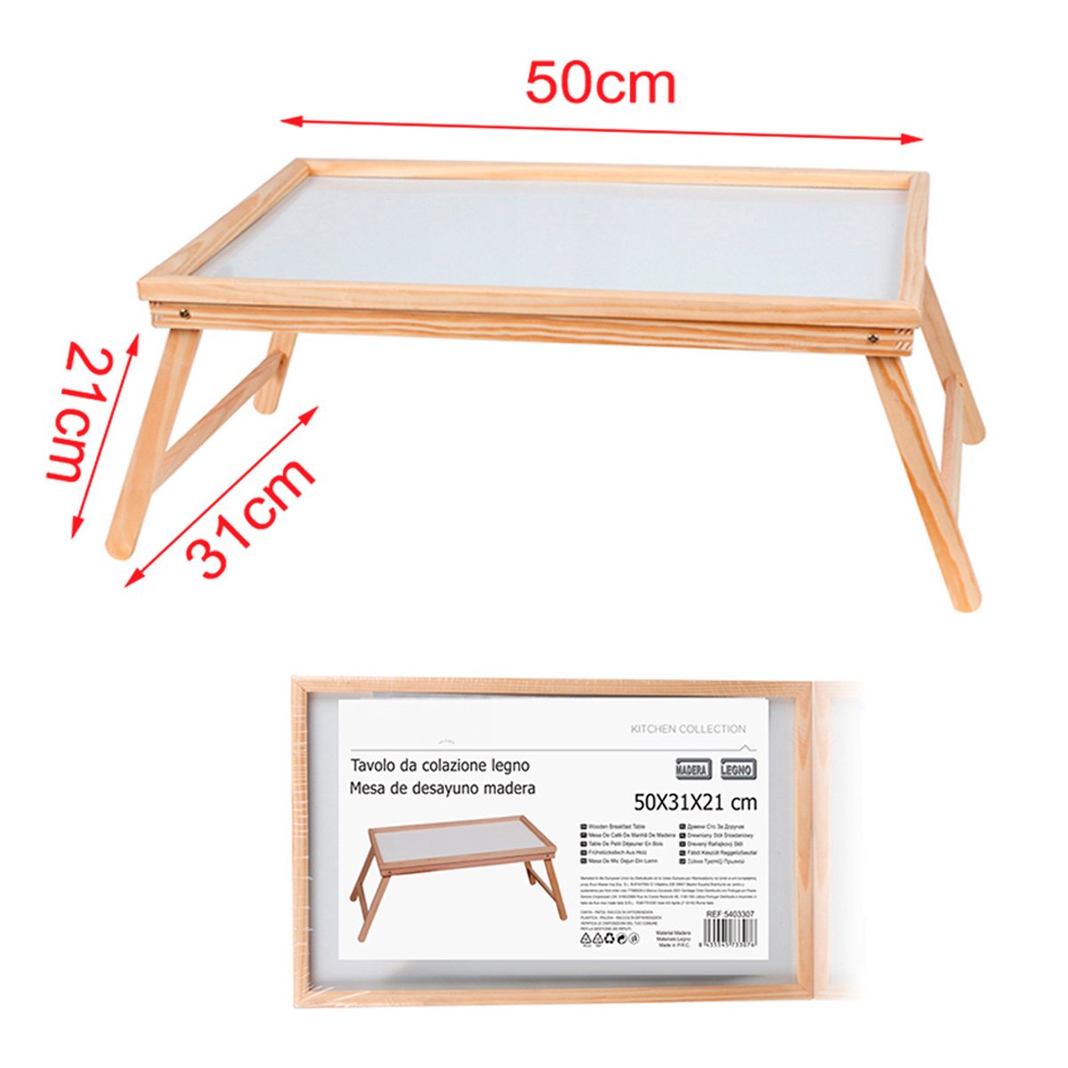 Tavolino da Letto Divano Pieghevole in Legno Mini Tavolo Multifunzione Scrivania Portatile Lunghezza 50cm x Larghezza 31 cm