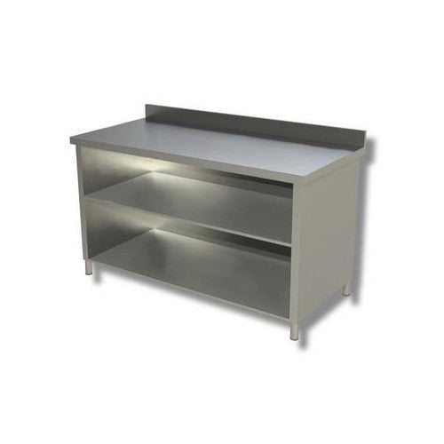 Tavolo 100x60x85 acciaio inox 304 a giorno ripiano alzatina ristorante RS8257