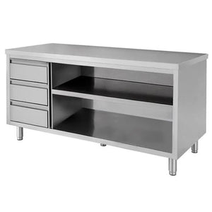 Tavolo 100x60x85 acciaio inox 430 a giorno cassetti cucina ristorante RS4331