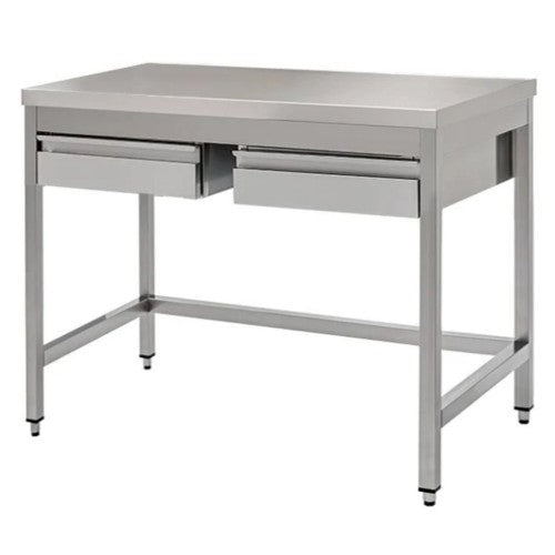 Tavolo 100x60x85 acciaio inox 430 su gambe cassetti ristorante pizzeria RS4047