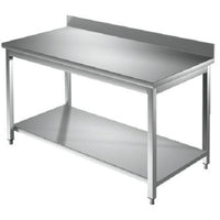 Tavolo 100x60x85 acciaio inox 430 su gambe ripiano alzatina ristorante RS3855