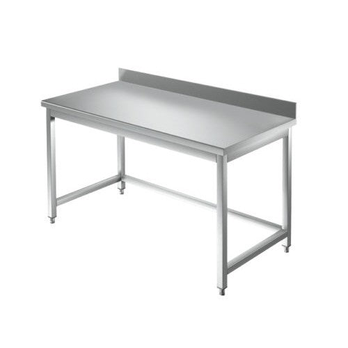 Tavolo 100x70x85 acciaio inox 430 su gambe alzatina ristorante pizzeria RS3940