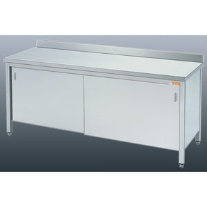 Tavolo 110x70x85 acciaio inox 304 armadiato alzatina ristorante pizzeria RS6045