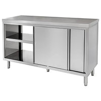 Tavolo 110x70x85 acciaio inox 430 armadiato passante ristorante pizzeria RS4447