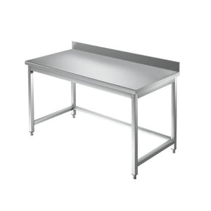 Tavolo 130x60x85 acciaio inox 430 su gambe alzatina ristorante pizzeria RS3926